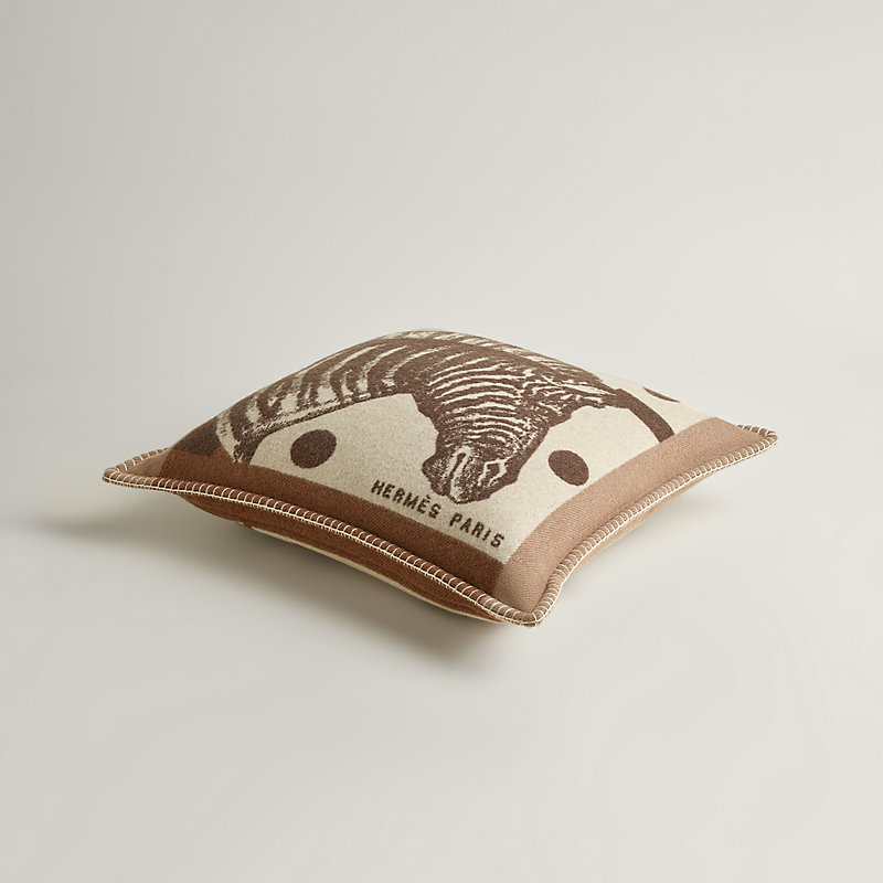 Zebre Zig Zag pillow - Brown | Hermès USA